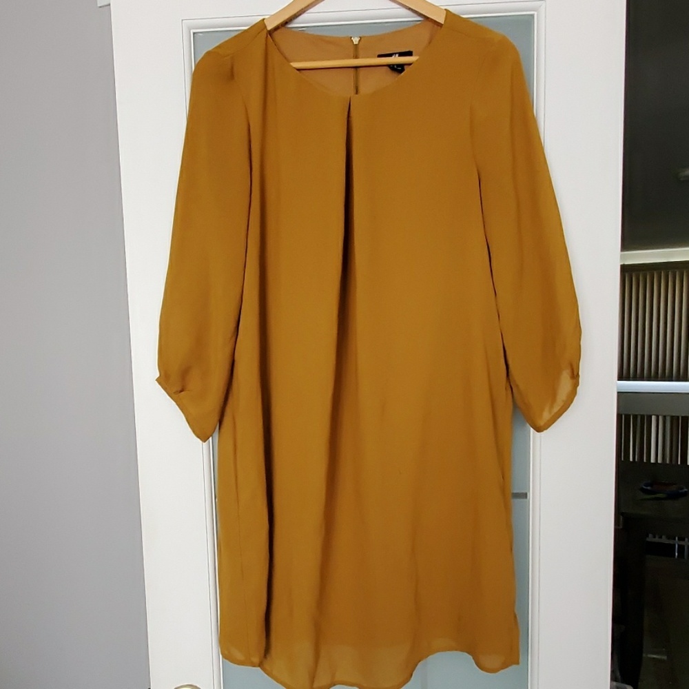 Cognac color 3/4 sleeve dress